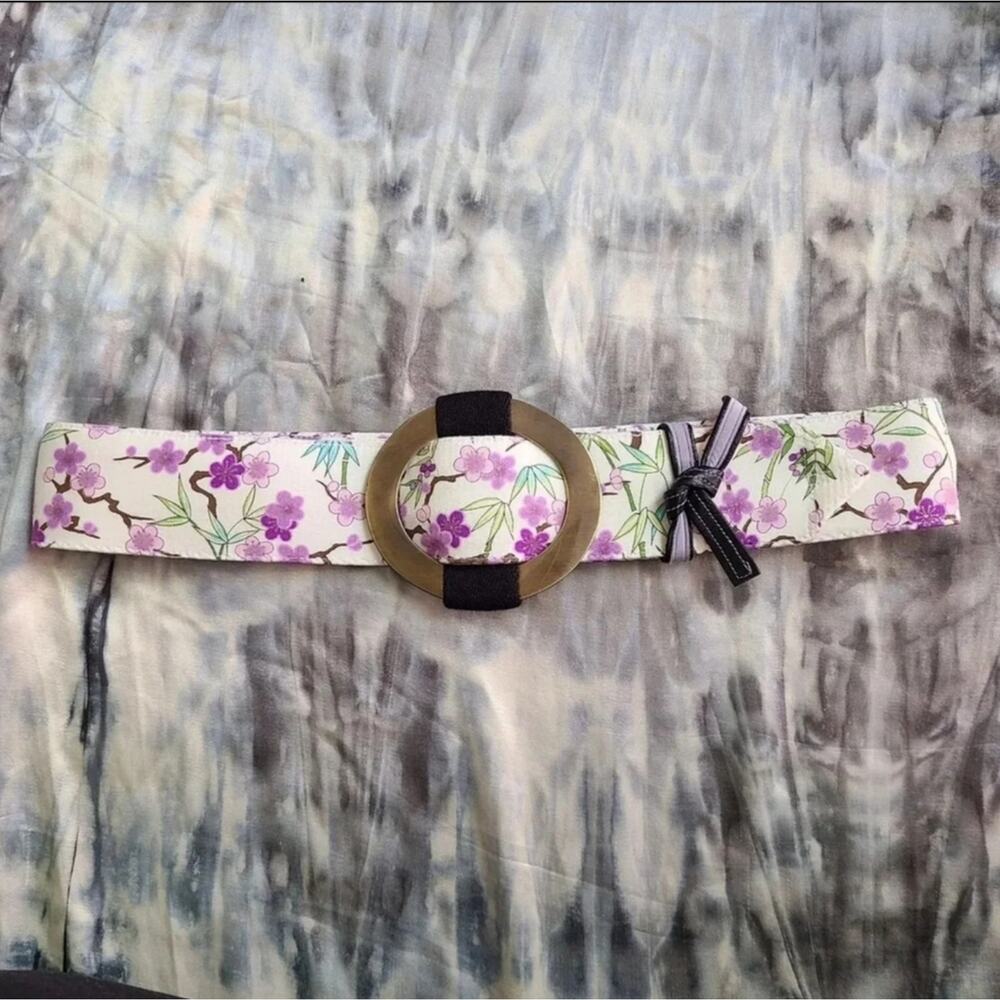 BELT Margot fashions handmade white purple floral origami belt copper medium